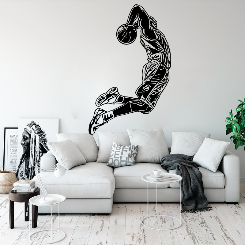 Saltando jogador de basquete d - Home Gym Wallpaper avaliação e preço